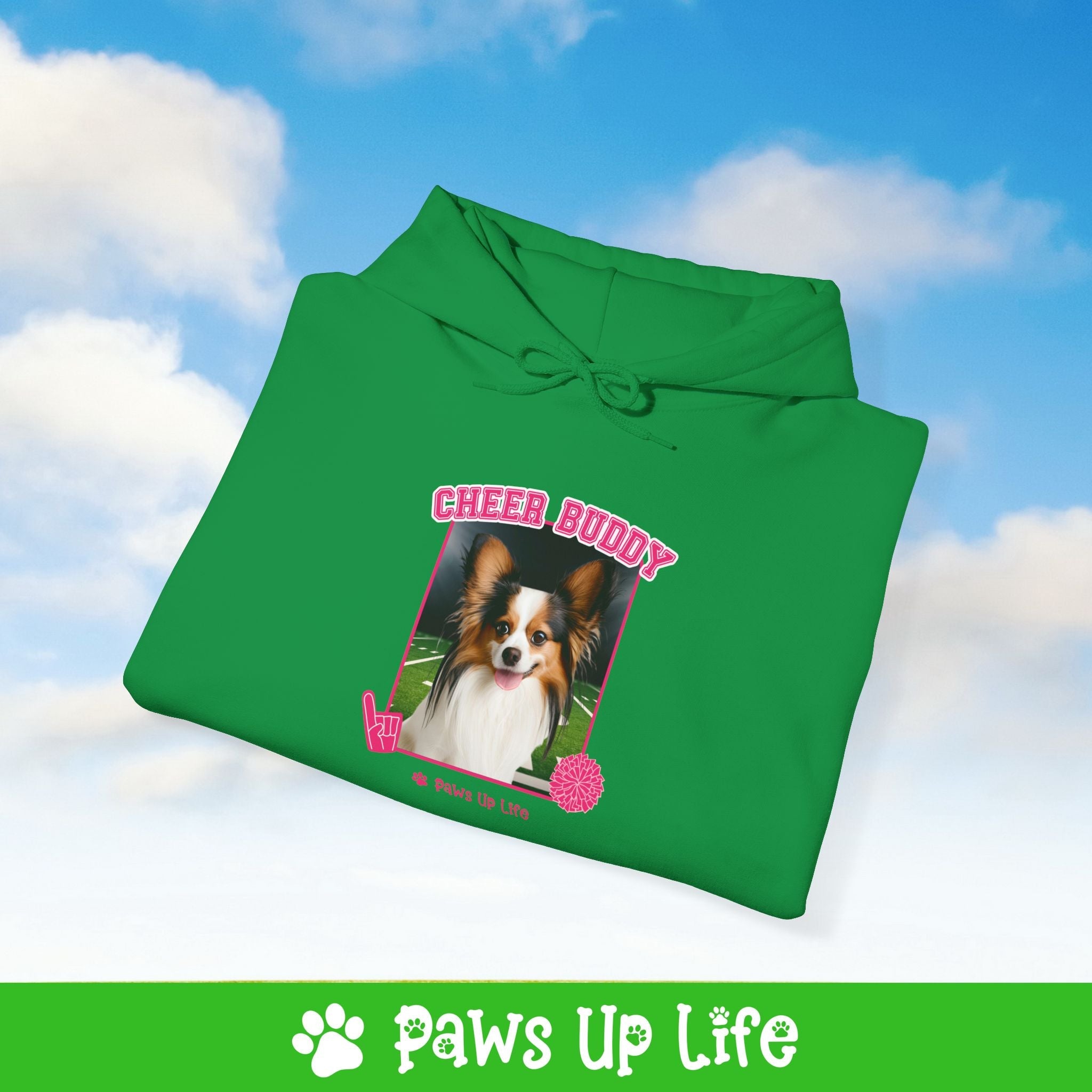 Papillon Football Cheer Buddy Cheerleading Dog Unisex Hoodie Hooded Sweatshirt Classic Comfy Cotton | Paws Up Life, LLC