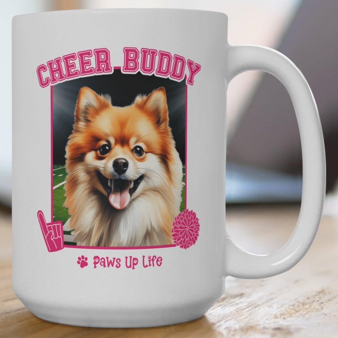 Pomeranian Football Cheer Buddy Cheerleading Dog 15oz Large Coffee Mug Ceramic Drinkware Tea Washable | Paws Up Life, LLC