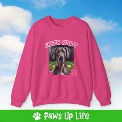 Great Dane Football Cheer Buddy Cheerleading Dog Crewneck Sweatshirt, Unisex Gift for Animal Lovers, Dog Mom Dad Sweatshirt, Cute Dog Lover Apparel, Fun Pet | Paws Up Life, LLC