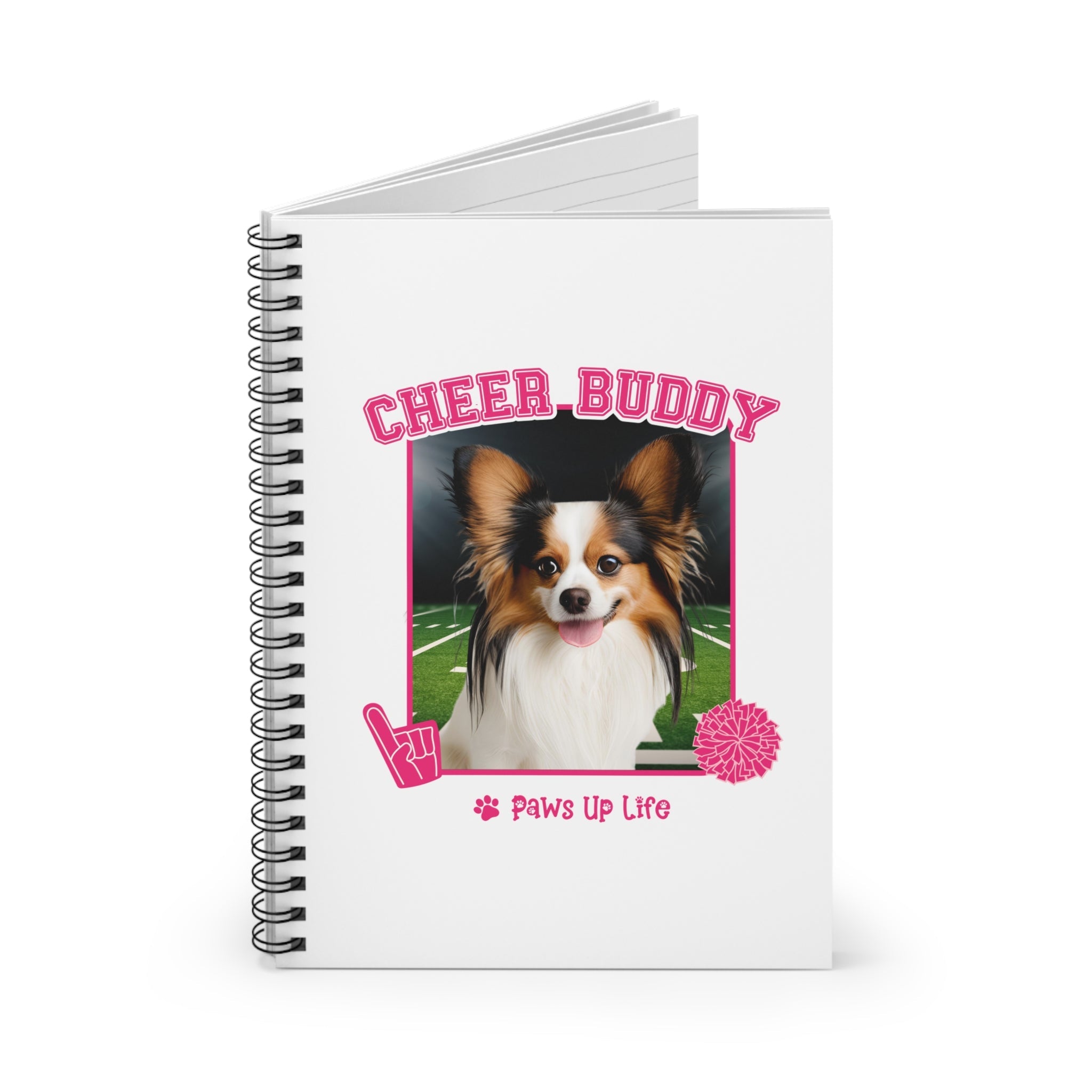 Papillon Football Cheer Buddy Cheerleading Dog Spiral Notebook for Office and Home - Ruled Line | Paws Up Life, LLC