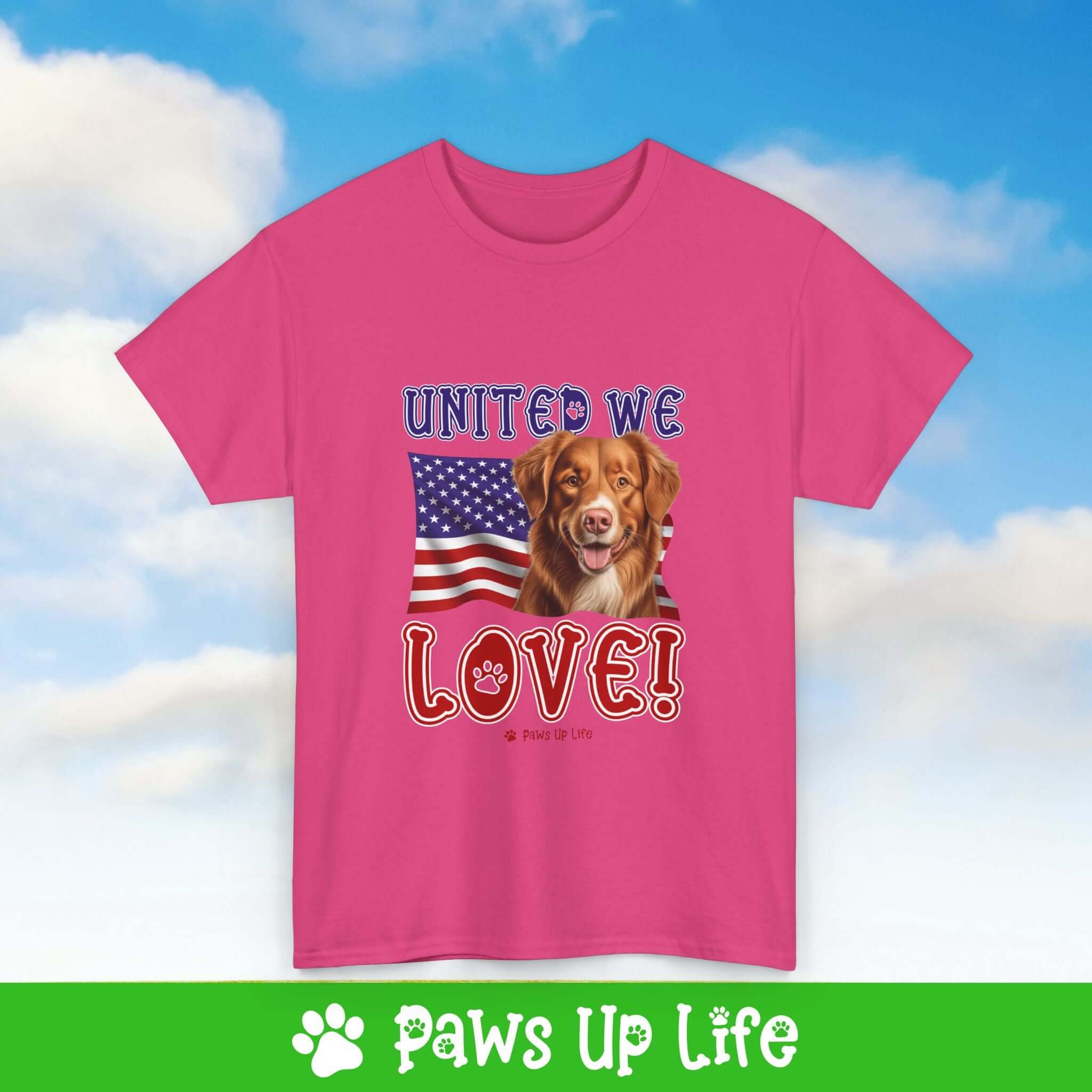 Nova Scotia Duck Tolling Retriever Dog United We Love Dog Tee, Shirt, Unisex Pet Lover Gift, Dog Mom Dad Tshirt, Animal Rescue Advocate, Cute Puppy Graphic Top Classic Collar | Paws Up Life, LLC