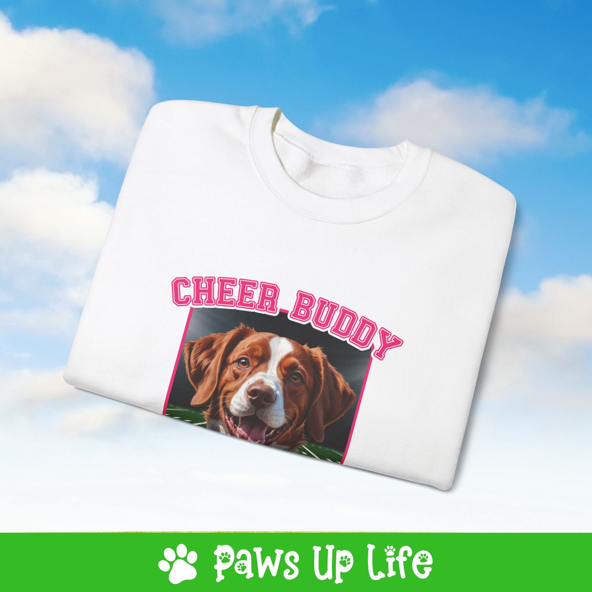 Brittany Football Cheer Buddy Cheerleading Dog Crewneck Sweatshirt, Unisex Gift for Animal Lovers, Dog Mom Dad Sweatshirt, Cute Dog Lover Apparel, Fun Pet