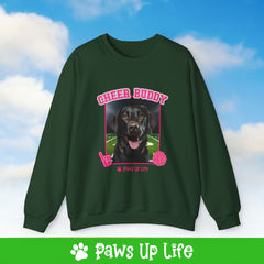 Labradore Retriever Black Lab Football Cheer Buddy Cheerleading Dog Crewneck Sweatshirt, Unisex Gift for Animal Lovers, Dog Mom Dad Sweatshirt, Cute Dog Lover Apparel, Fun Pet