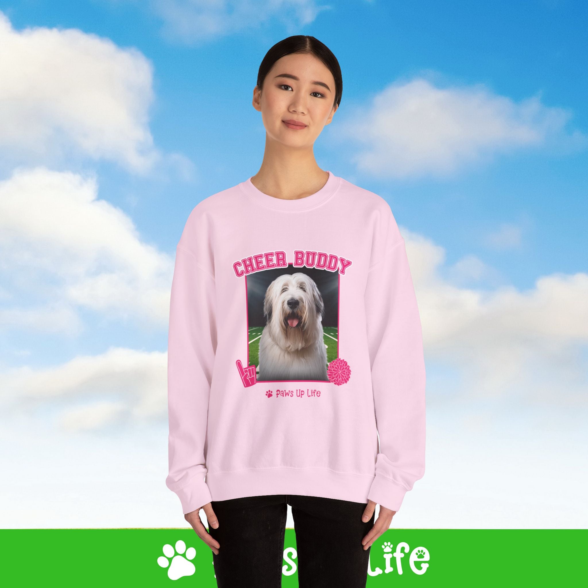 Briard Football Cheer Buddy Cheerleading Dog Crewneck Sweatshirt, Unisex Gift for Animal Lovers, Dog Mom Dad Sweatshirt, Cute Dog Lover Apparel, Fun Pet | Paws Up Life, LLC