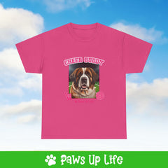 St Bernard Football Cheer Buddy Cheerleading Dog Tee, Shirt, Unisex Pet Lover Gift, Dog Mom Dad Tshirt, Animal Rescue Advocate, Cute Puppy Graphic Top Classic Collar | Paws Up Life, LLC