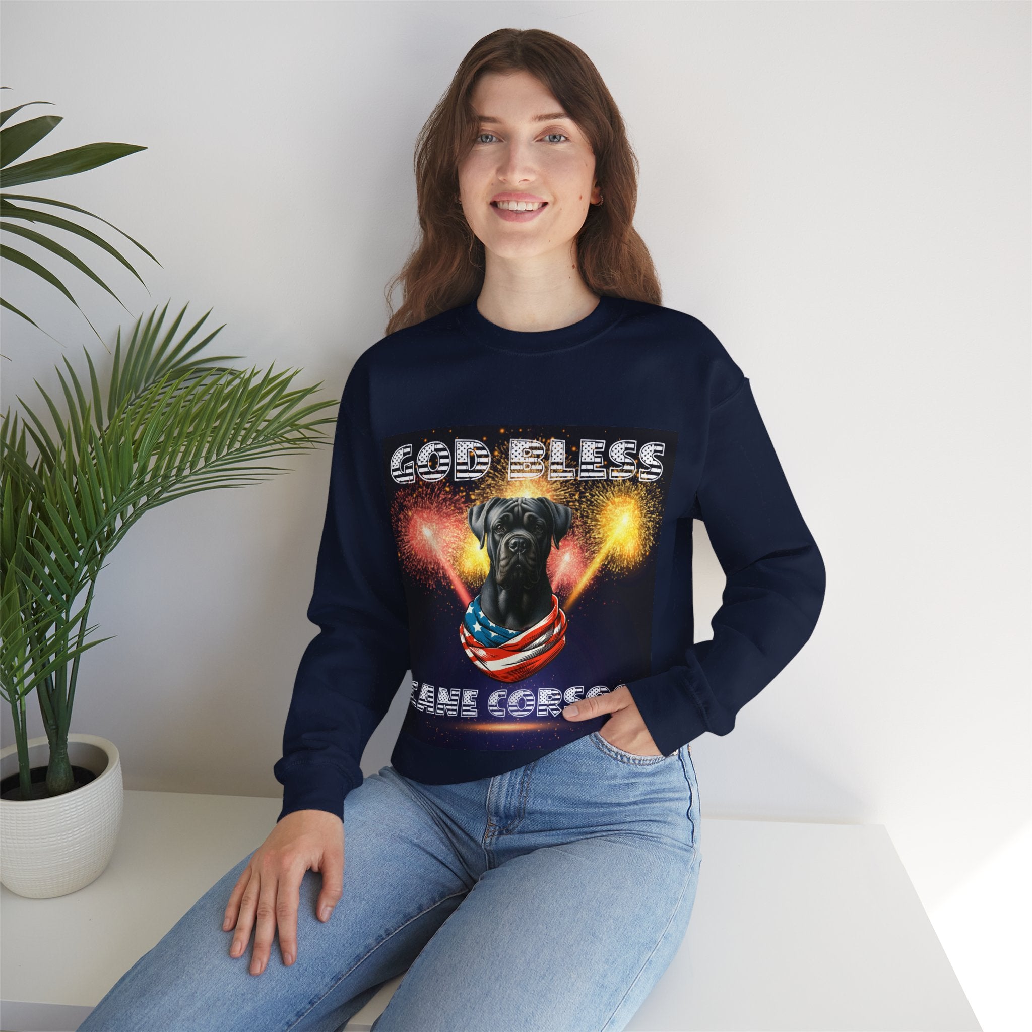 God Bless Cane Corso Patriotic Unisex Sweatshirt Heavy Blend™ Crewneck