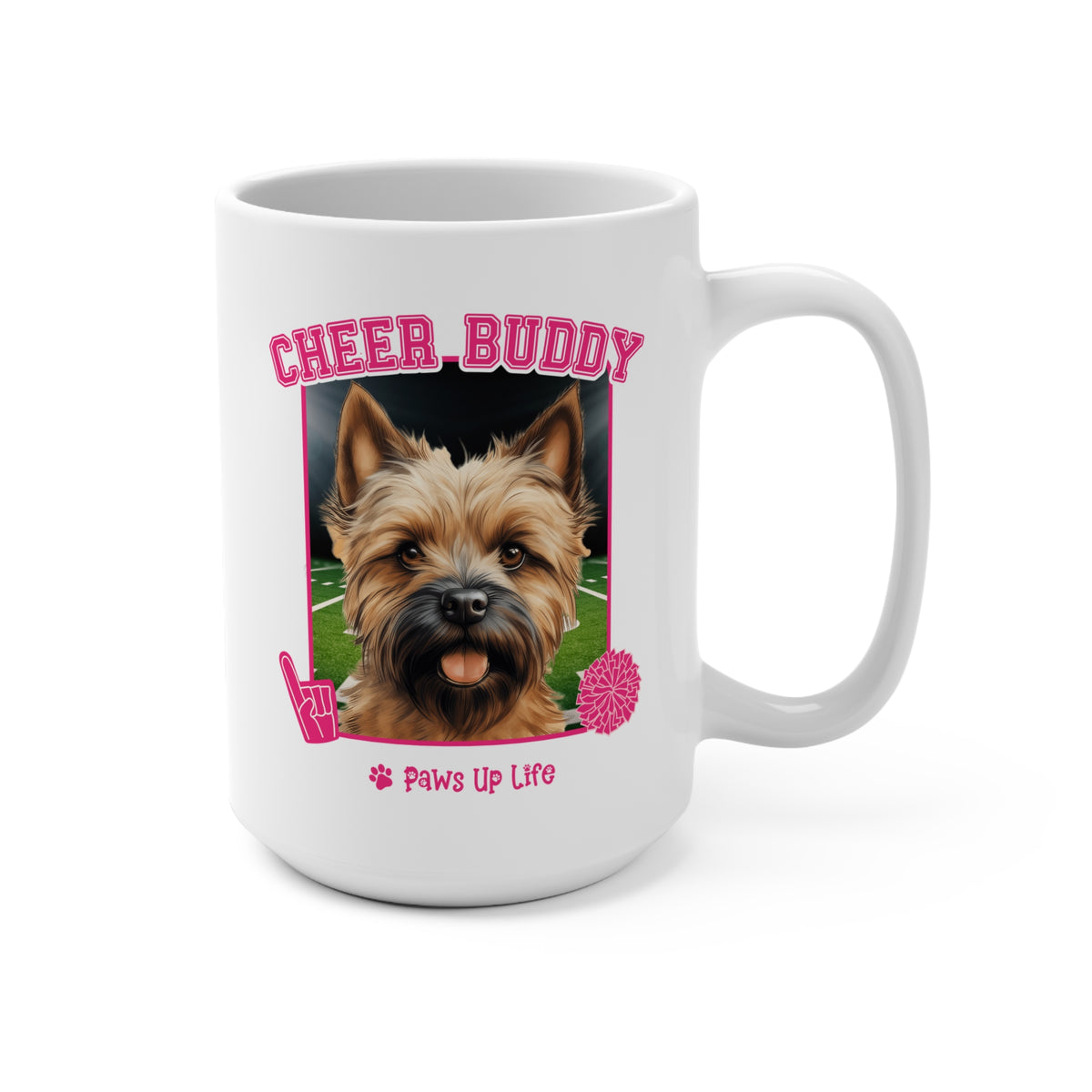 Cairn Terrier Football Cheer Buddy Cheerleading Dog 15oz Large Coffee Mug Ceramic Drinkware Tea Washable | Paws Up Life, LLC