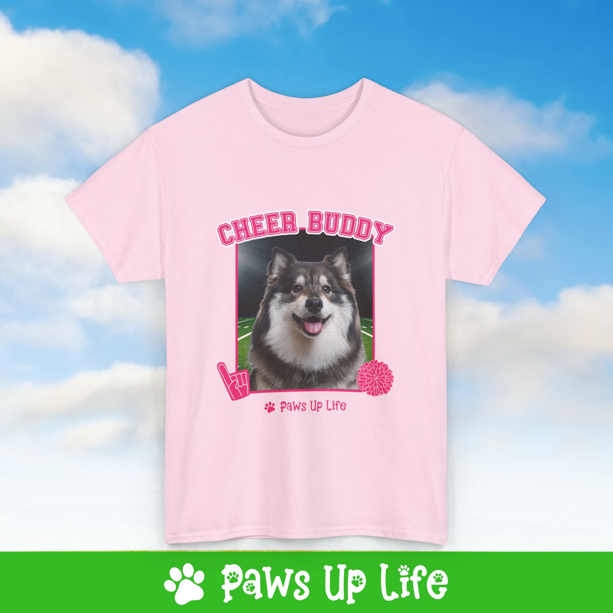 Finnish Lapphund Football Cheer Buddy Cheerleading Dog Tee, Shirt, Unisex Pet Lover Gift, Dog Mom Dad Tshirt, Animal Rescue Advocate, Cute Puppy Graphic Top Classic Collar