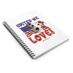 "United We Love" Whippet Spiral Notebook for Dog Lovers - Ruled Line Paper, Patriotic Design, 118 Pages | Paws Up Life, LLC