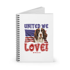 English Springer Spaniel Dog United We Love Spiral Notebook for Office and Home - Ruled Line | Paws Up Life, LLC