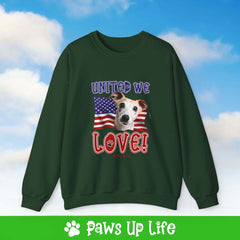 "United We Love" Whippet Patriotic Dog Lover Unisex Cotton Crewneck Sweatshirt – The Perfect Cozy Gift for Proud Pet Parents! | Paws Up Life, LLC