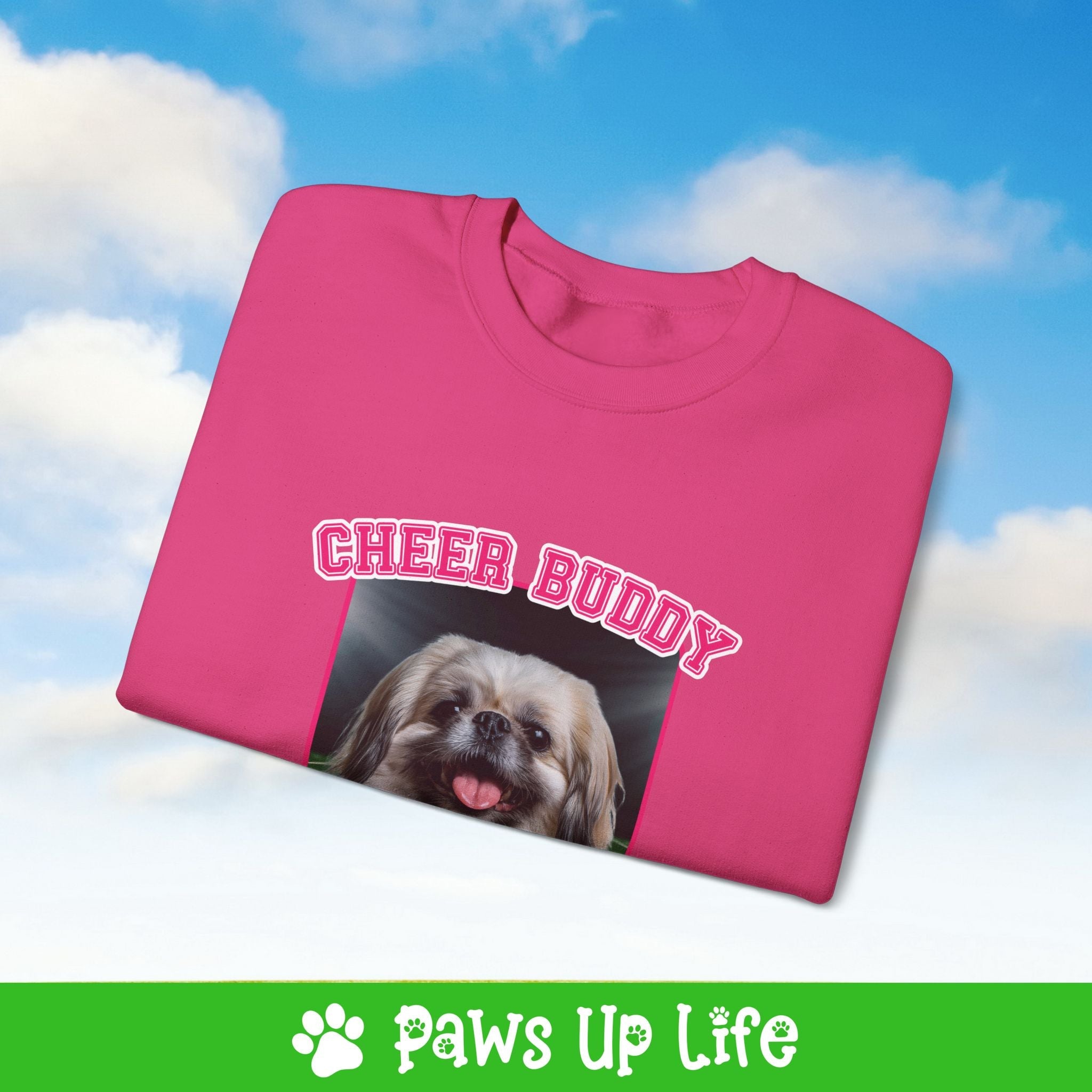 Pekinese Football Cheer Buddy Cheerleading Dog Crewneck Sweatshirt, Unisex Gift for Animal Lovers, Dog Mom Dad Sweatshirt, Cute Dog Lover Apparel, Fun Pet | Paws Up Life, LLC