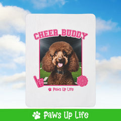 Brown Poodle Football Cheer Buddy Cheerleading Dog Fleece Sherpa Blanket - Perfect for Snuggling and Cozy Napping | Paws Up Life, LLC