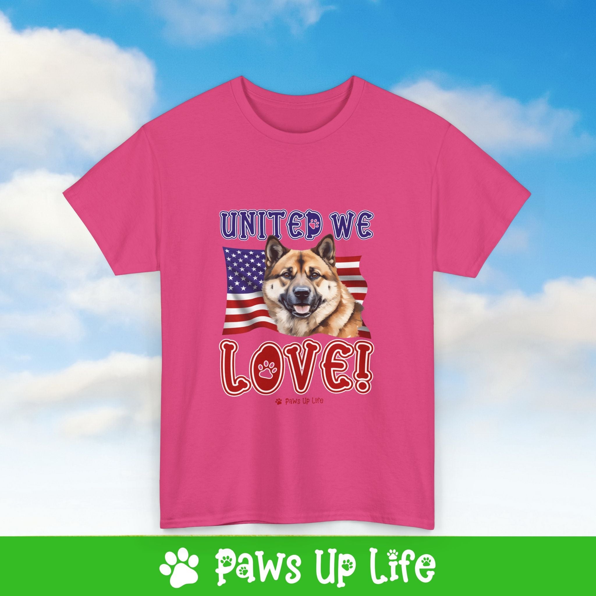 Akita Dog United We Love Dog Tee, Shirt, Unisex Pet Lover Gift, Dog Mom Dad Tshirt, Animal Rescue Advocate, Cute Puppy Graphic Top Classic Collar | Paws Up Life, LLC