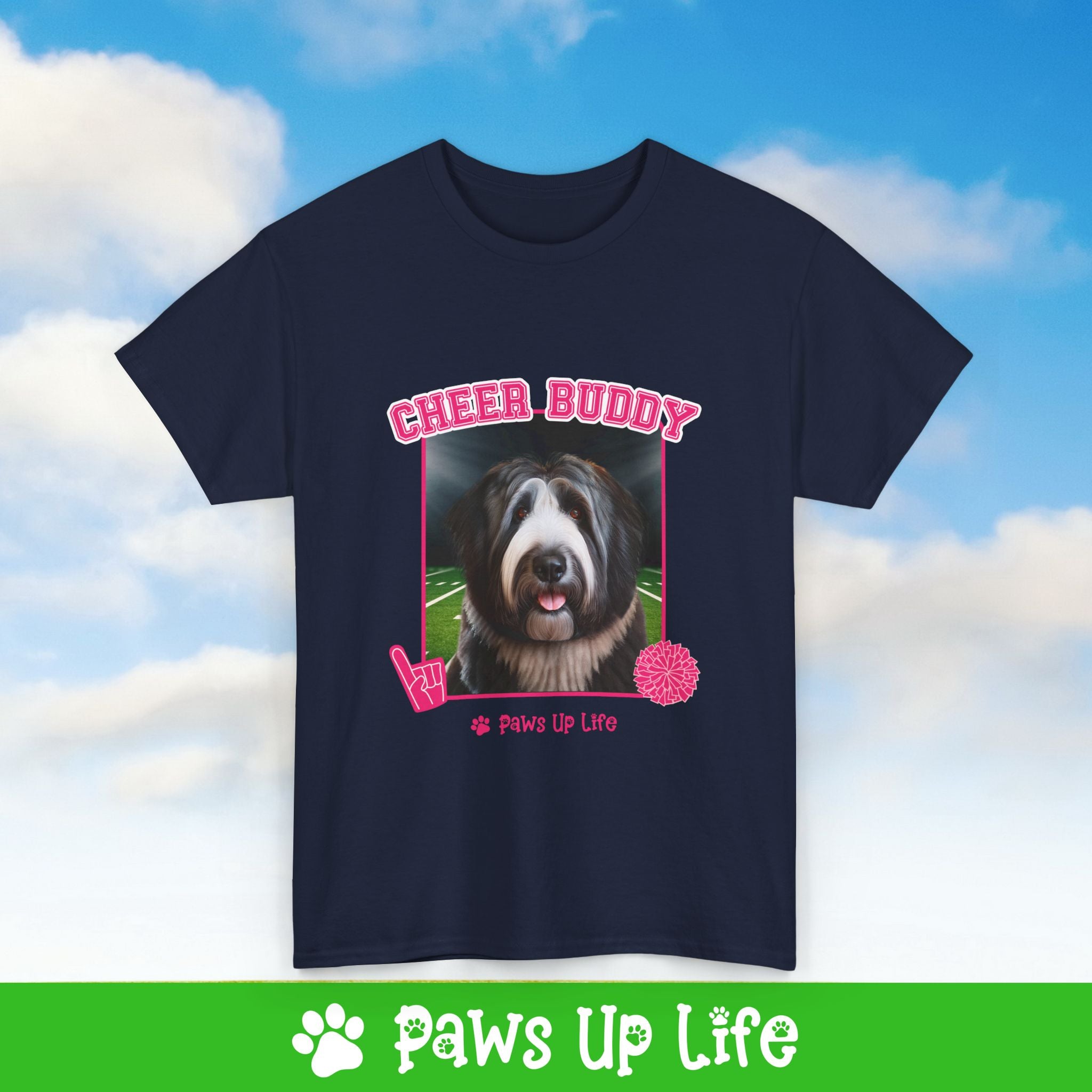 Black Old English Sheepdog Football Cheer Buddy Cheerleading Dog Tee, Shirt, Unisex Pet Lover Gift, Dog Mom Dad Tshirt, Animal Rescue Advocate, Cute Puppy Graphic Top Classic Collar | Paws Up Life, LLC