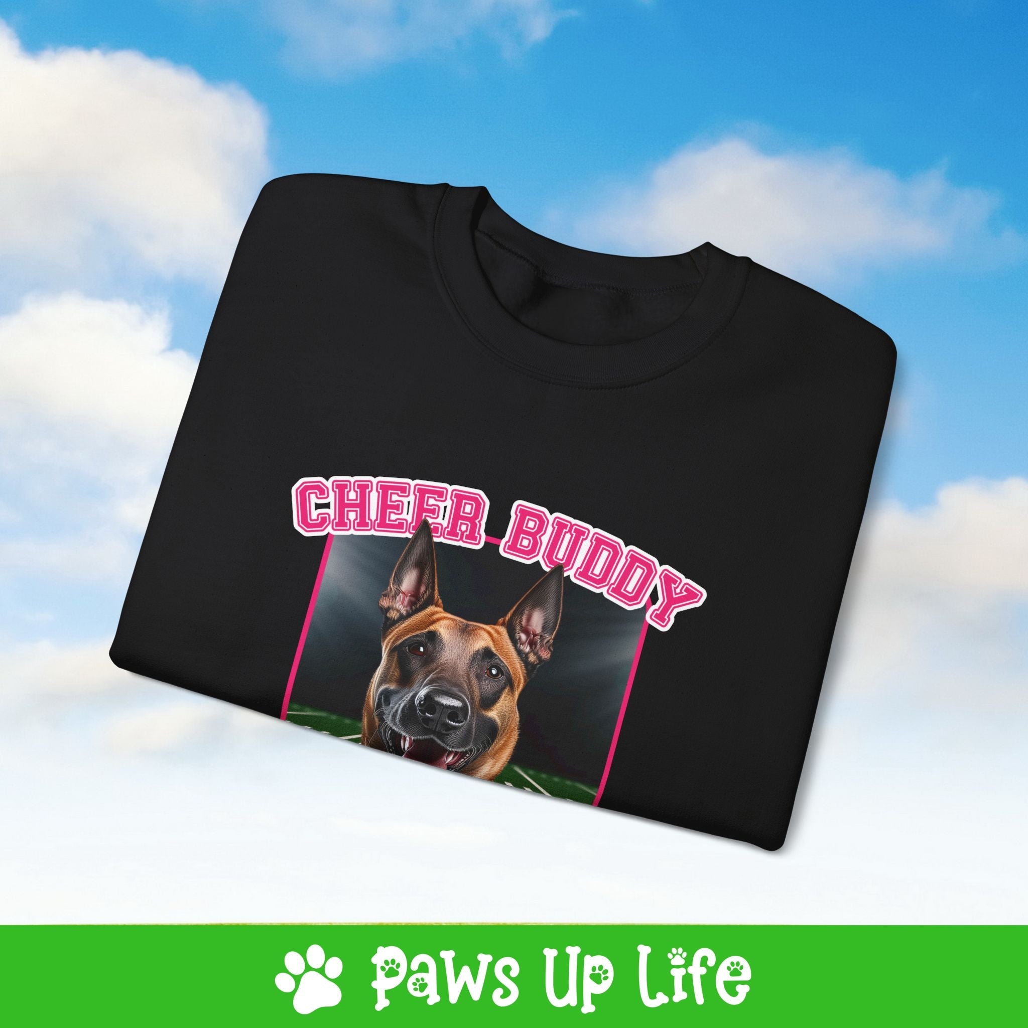 Belgian Malinos Cheer Buddy Cheerleading Dog Crewneck Sweatshirt, Unisex Gift for Animal Lovers, Dog Mom Dad Sweatshirt, Cute Dog Lover Apparel, Fun Pet | Paws Up Life, LLC