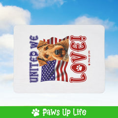 Airedale Terrier Dog United We Love Fleece Sherpa Blanket - Perfect for Snuggling and Cozy Napping