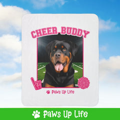 Rottweiler Football Cheer Buddy Cheerleading Dog Fleece Sherpa Blanket - Perfect for Snuggling and Cozy Napping | Paws Up Life, LLC