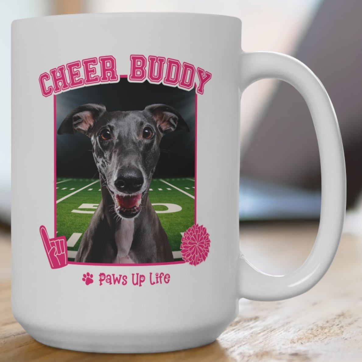 Italian Greyhound Football Cheer Buddy Cheerleading Dog 15oz Large Coffee Mug Ceramic Drinkware Tea Washable | Paws Up Life, LLC