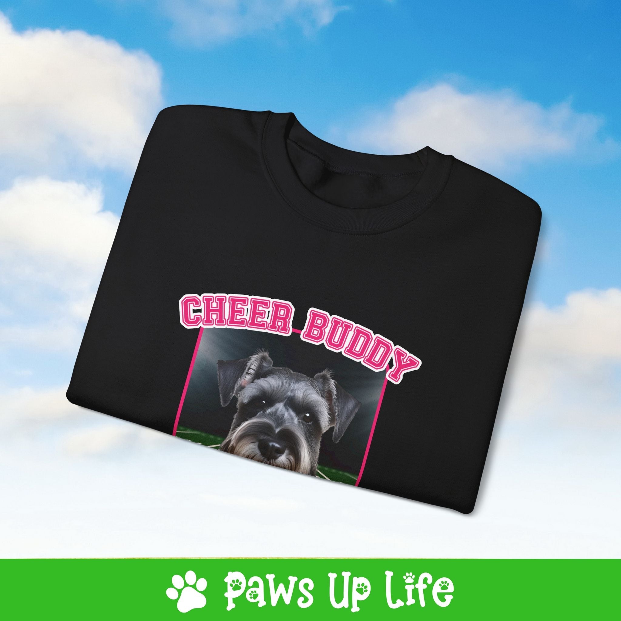 Miniature Schnauzer Football Cheer Buddy Cheerleading Dog Crewneck Sweatshirt, Unisex Gift for Animal Lovers, Dog Mom Dad Sweatshirt, Cute Dog Lover Apparel, Fun Pet | Paws Up Life, LLC