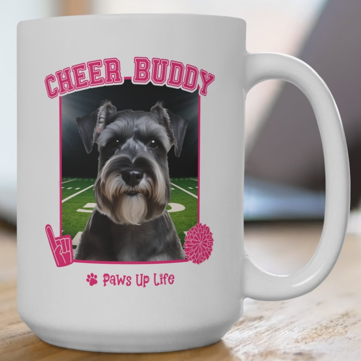 Miniature Schnauzer Football Cheer Buddy Cheerleading Dog 15oz Large Coffee Mug Ceramic Drinkware Tea Washable | Paws Up Life, LLC