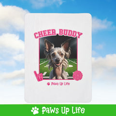 Chinese Crested Football Cheer Buddy Cheerleading Dog Fleece Sherpa Blanket - Perfect for Snuggling and Cozy Napping | Paws Up Life, LLC