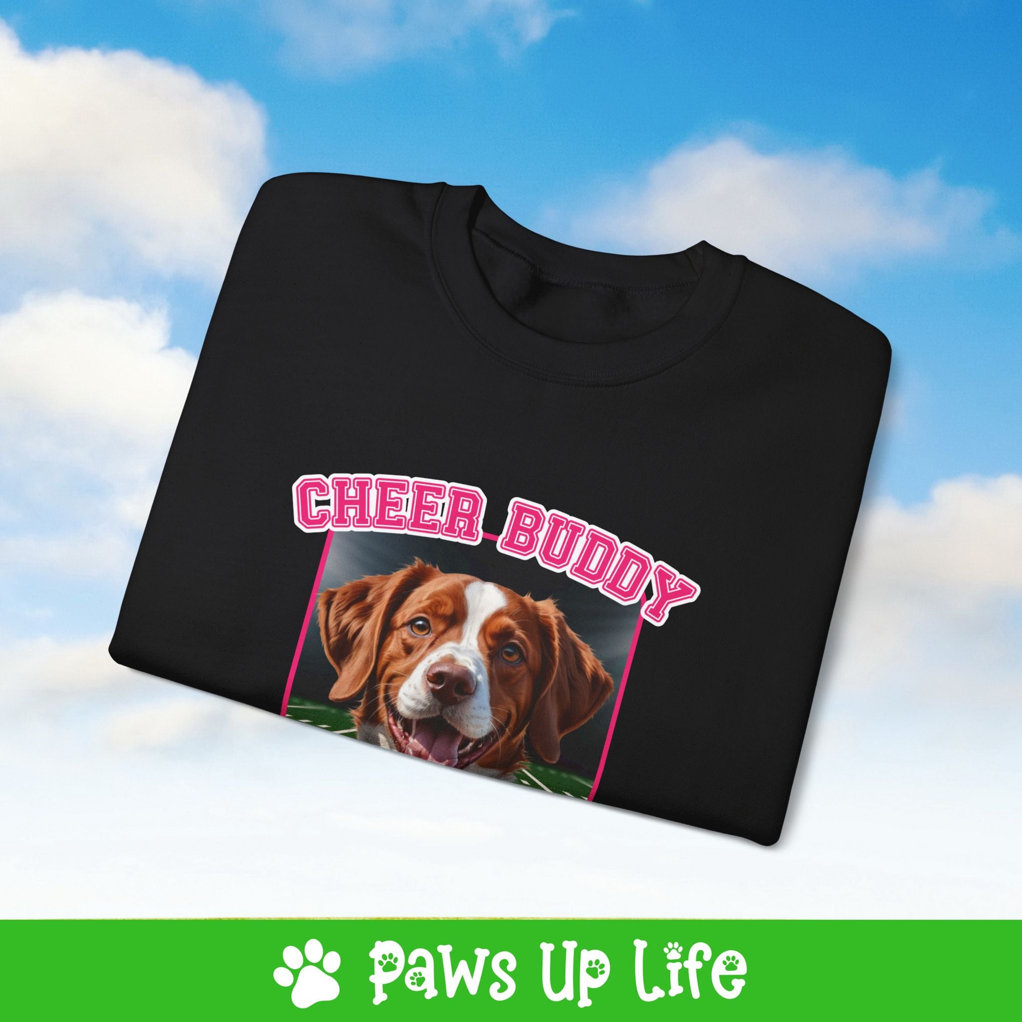 Brittany Football Cheer Buddy Cheerleading Dog Crewneck Sweatshirt, Unisex Gift for Animal Lovers, Dog Mom Dad Sweatshirt, Cute Dog Lover Apparel, Fun Pet | Paws Up Life, LLC