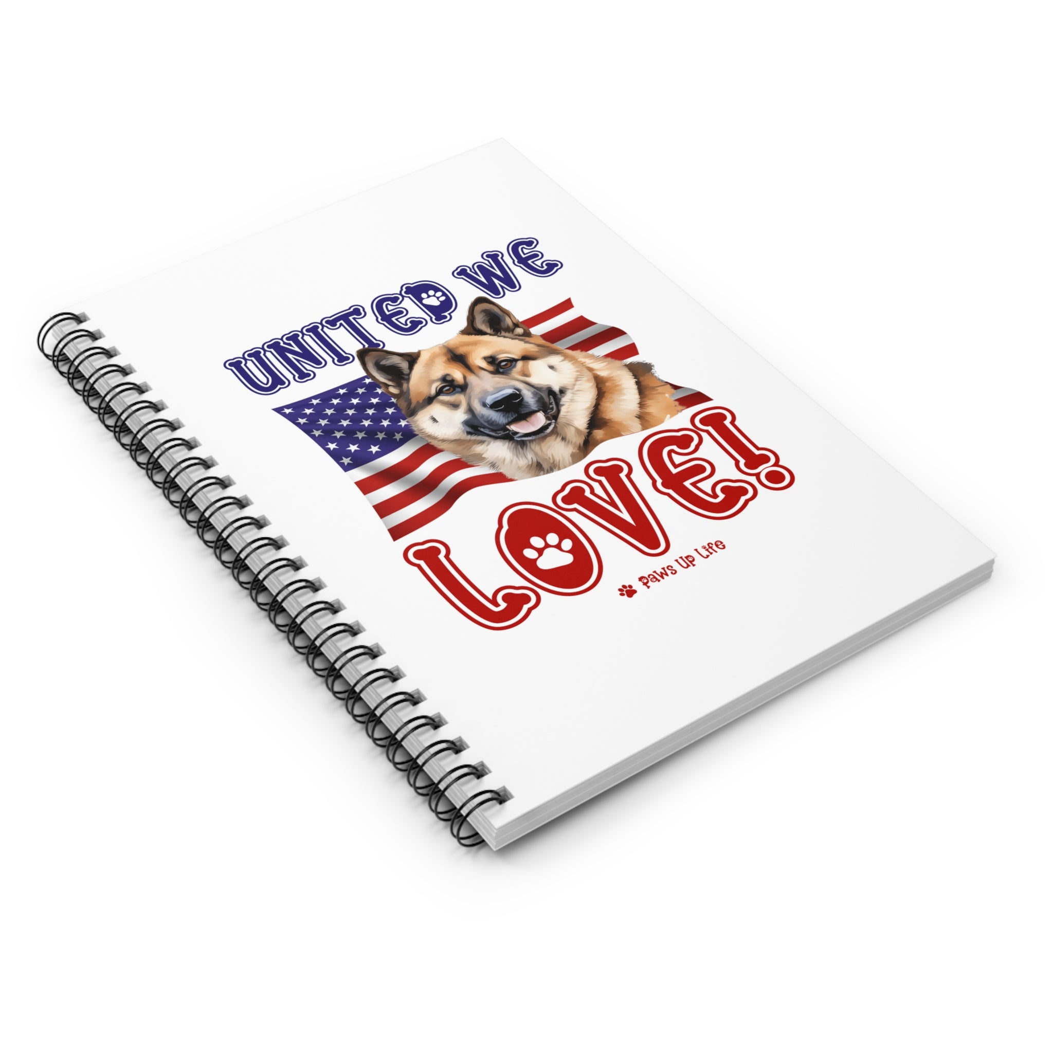 Akita Dog United We Love Spiral Notebook for Office and Home - Ruled Line | Paws Up Life, LLC