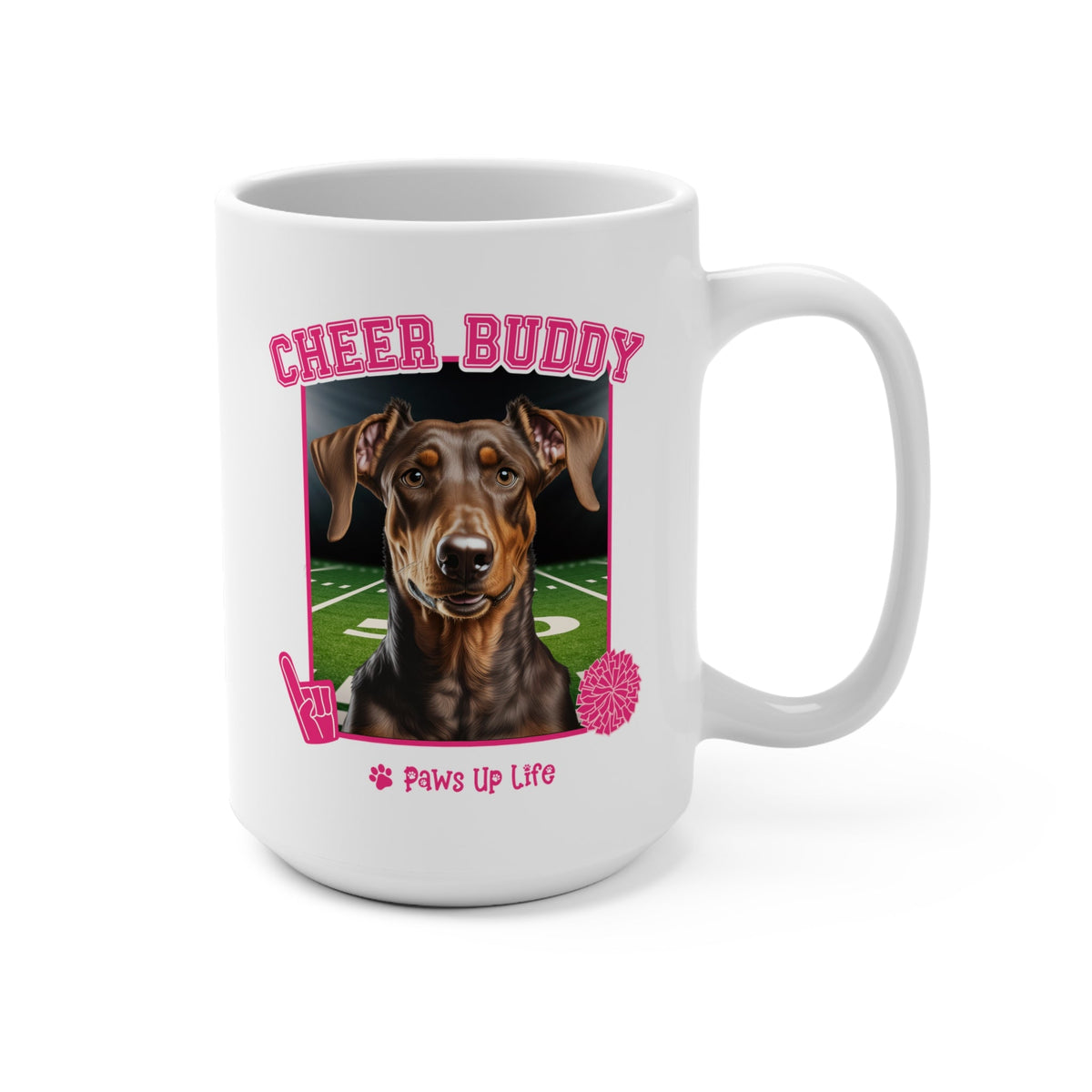 Doberman Pinscher Football Cheer Buddy Cheerleading Dog 15oz Large Coffee Mug Ceramic Drinkware Tea Washable | Paws Up Life, LLC