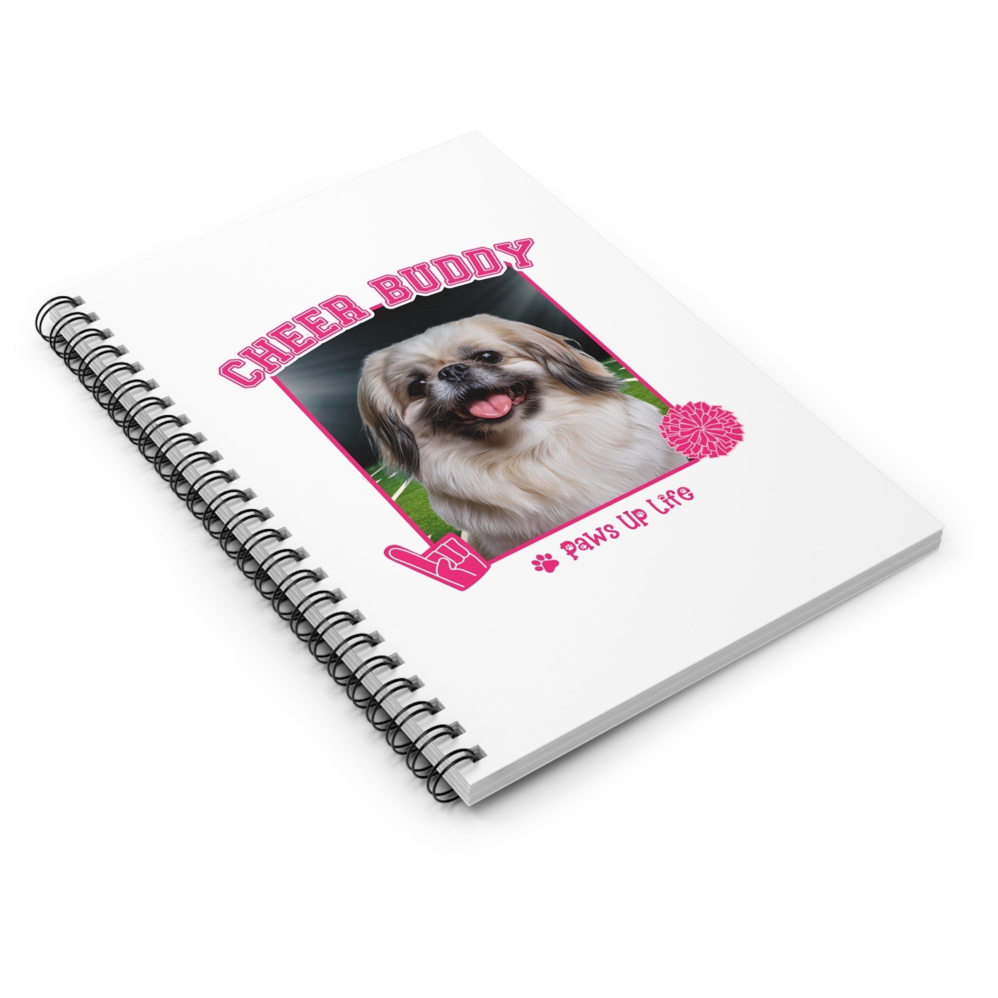 Pekinese Football Cheer Buddy Cheerleading Dog Spiral Notebook for Office and Home - Ruled Line | Paws Up Life, LLC