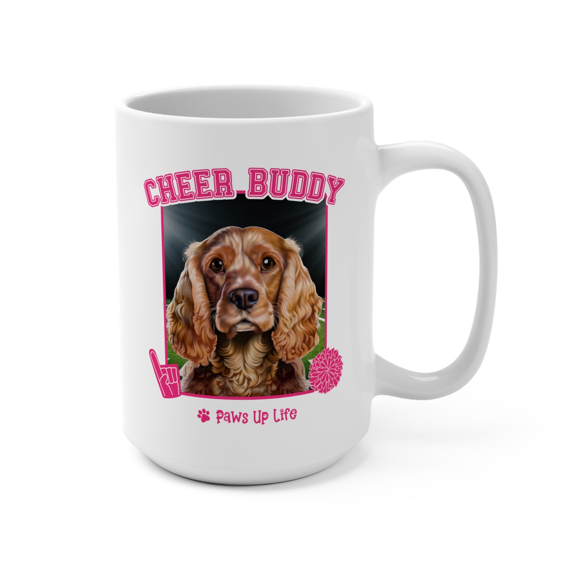 English Cocker Spaniel Football Cheer Buddy Cheerleading Dog 15oz Large Coffee Mug Ceramic Drinkware Tea Washable | Paws Up Life, LLC