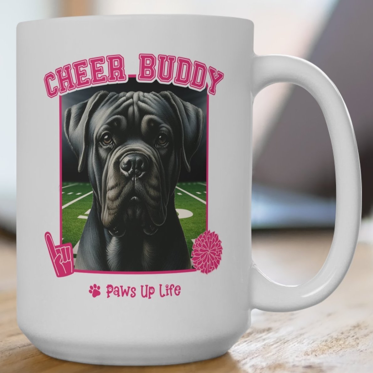 Cane Corso Football Cheer Buddy Cheerleading Dog 15oz Large Coffee Mug Ceramic Drinkware Tea Washable | Paws Up Life, LLC