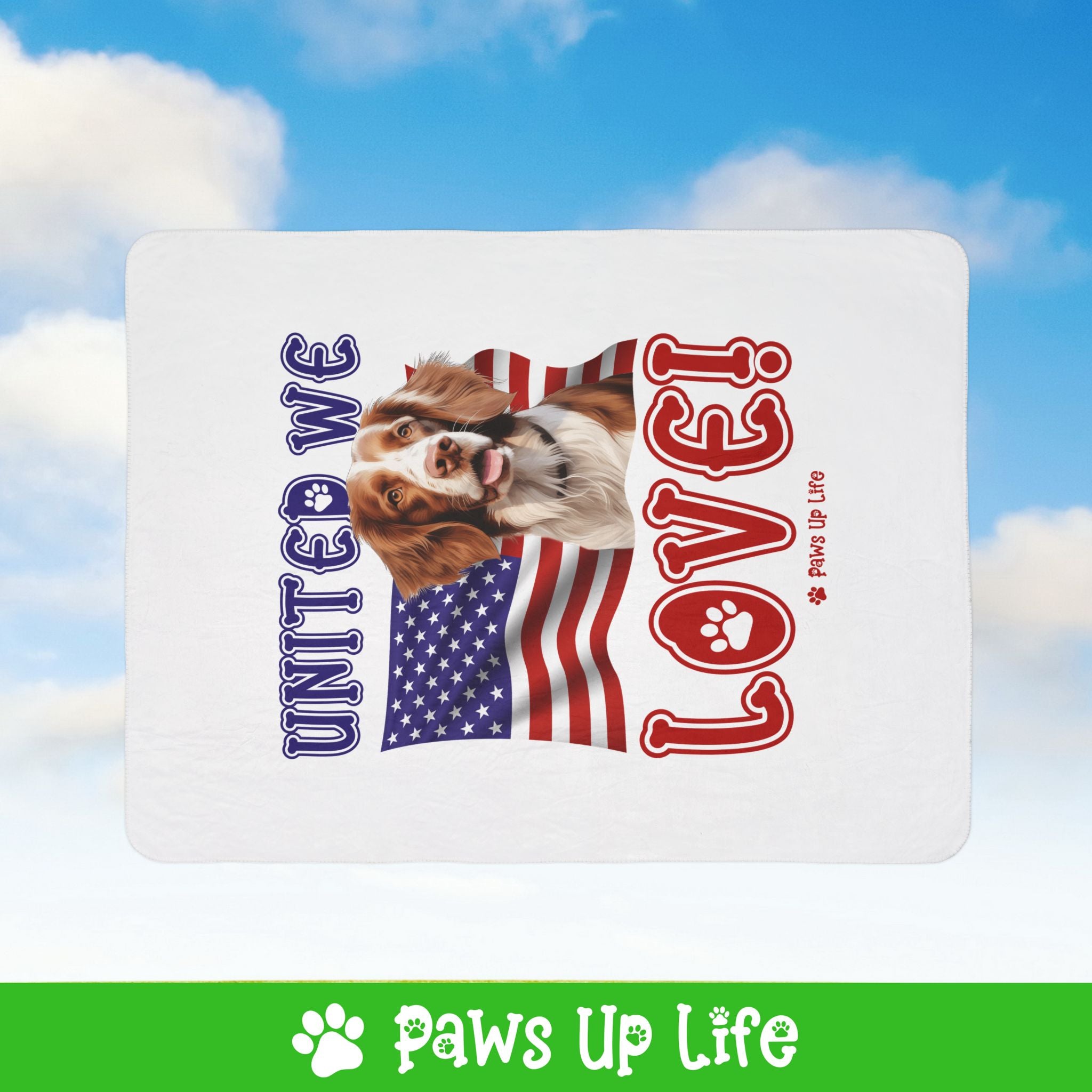 Brittany Dog United We Love Fleece Sherpa Blanket - Perfect for Snuggling and Cozy Napping | Paws Up Life, LLC