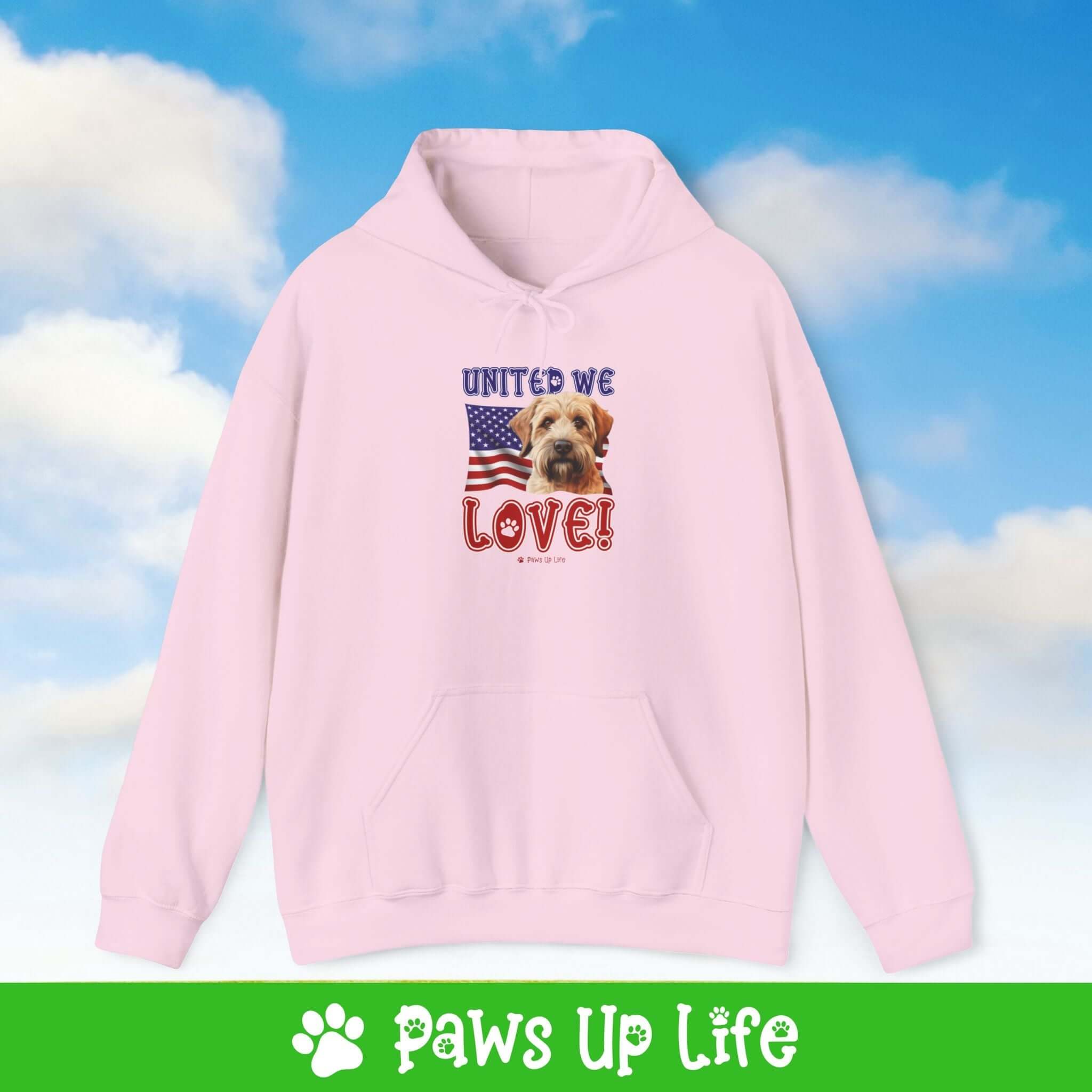 "United We Love" Soft Coated Wheaten Terrier Hoodie – Fun Dog Lover Design | Cozy 50/50 Blend Unisex Sweater, Perfect Gift for Pet Lovers! | Paws Up Life, LLC