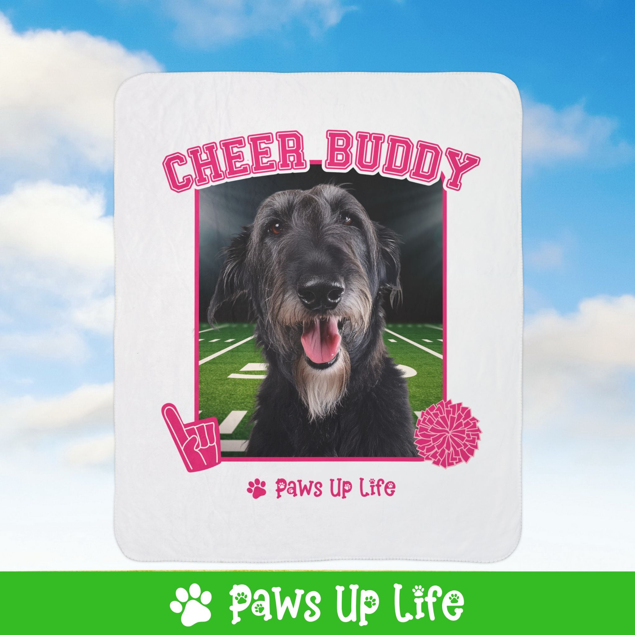 Irish Wolfhound Football Cheer Buddy Cheerleading Dog Fleece Sherpa Blanket - Perfect for Snuggling and Cozy Napping | Paws Up Life, LLC