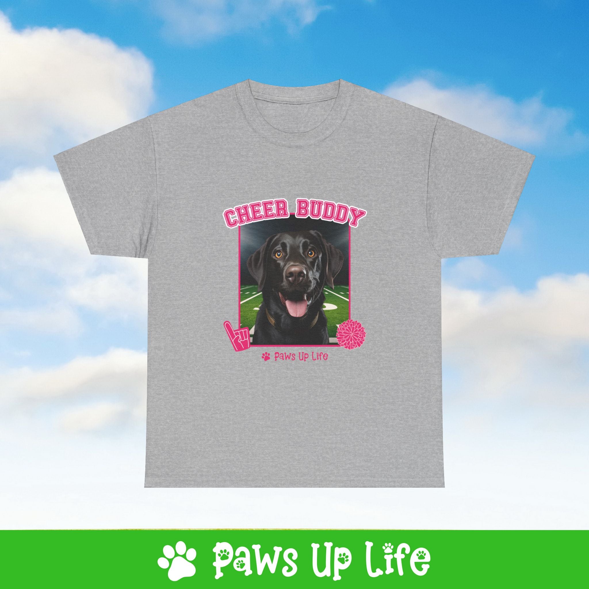 Labradore Retriever Black Lab Football Cheer Buddy Cheerleading Dog Tee, Shirt, Unisex Pet Lover Gift, Dog Mom Dad Tshirt, Animal Rescue Advocate, Cute Puppy Graphic Top Classic Collar | Paws Up Life, LLC