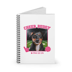 Black Russell Terrier Football Cheer Buddy Cheerleading Dog Spiral Notebook for Office and Home - Ruled Line | Paws Up Life, LLC