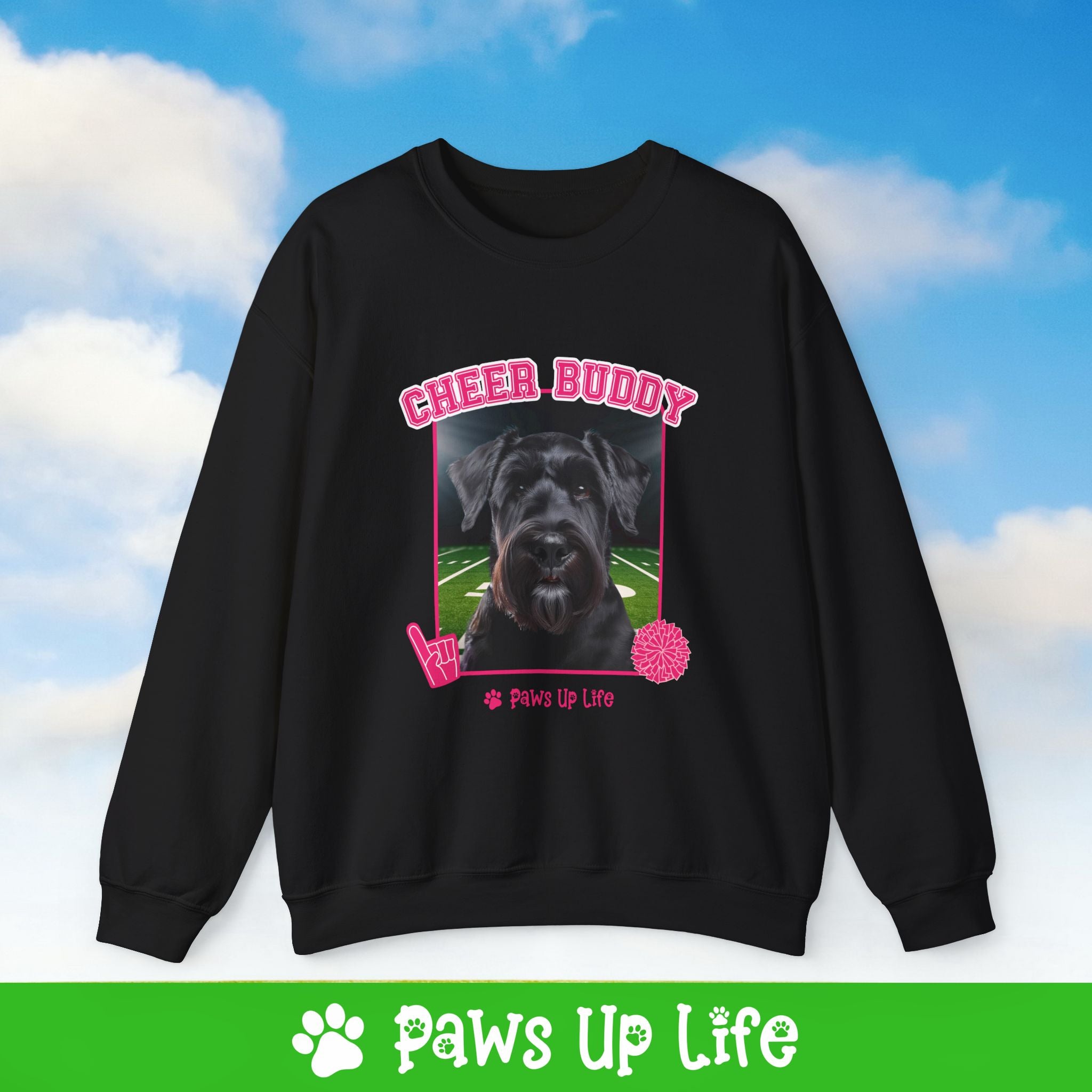 Giant Schnauzer Football Cheer Buddy Cheerleading Dog Crewneck Sweatshirt, Unisex Gift for Animal Lovers, Dog Mom Dad Sweatshirt, Cute Dog Lover Apparel, Fun Pet | Paws Up Life, LLC