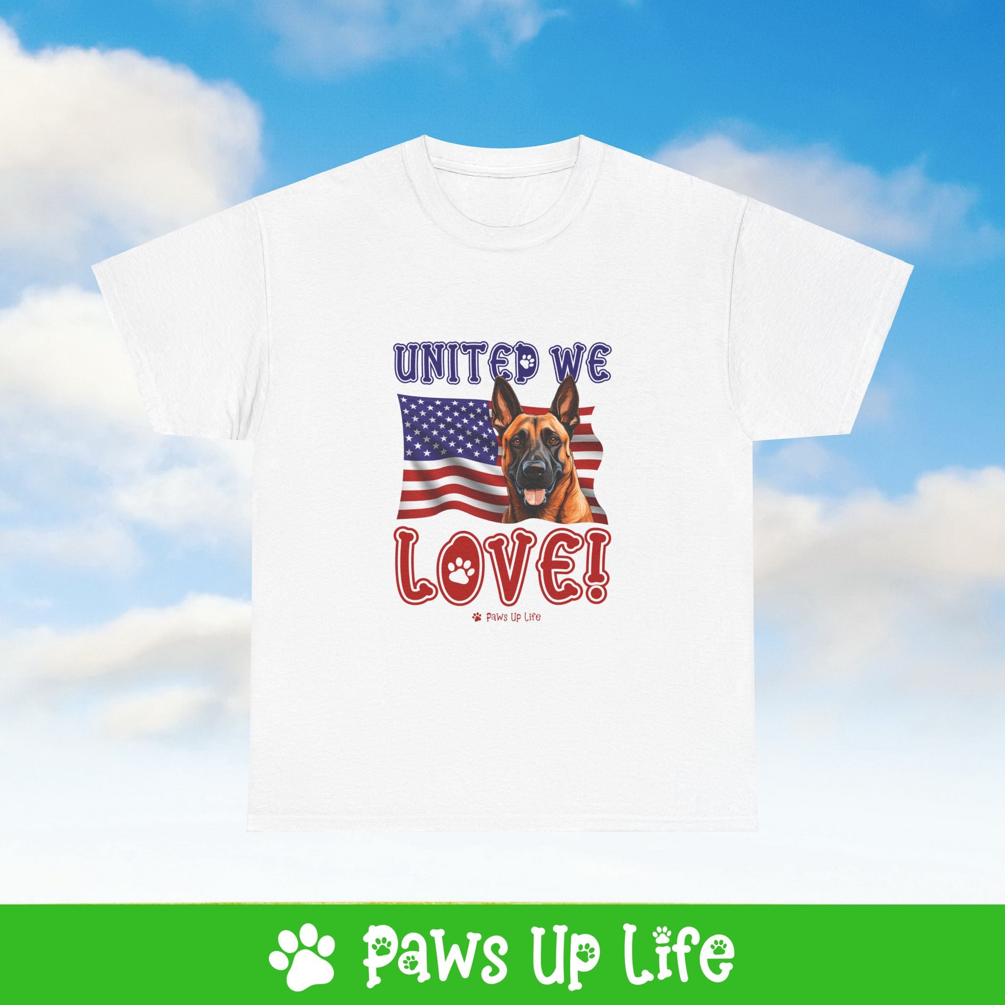 Belgian Malinois Dog United We Love Dog Tee, Shirt, Unisex Pet Lover Gift, Dog Mom Dad Tshirt, Animal Rescue Advocate, Cute Puppy Graphic Top Classic Collar | Paws Up Life, LLC