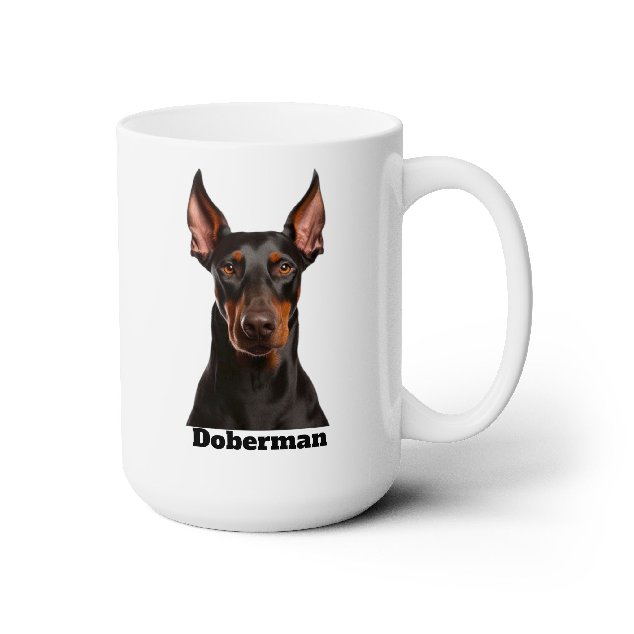 Doberman Lover's 15 oz Coffee Mug: Unique Canine Design for Dog Enthusiasts | Premium Quality Ceramic. Great Gift For Dog Mom Or Dad, Adults And Kids