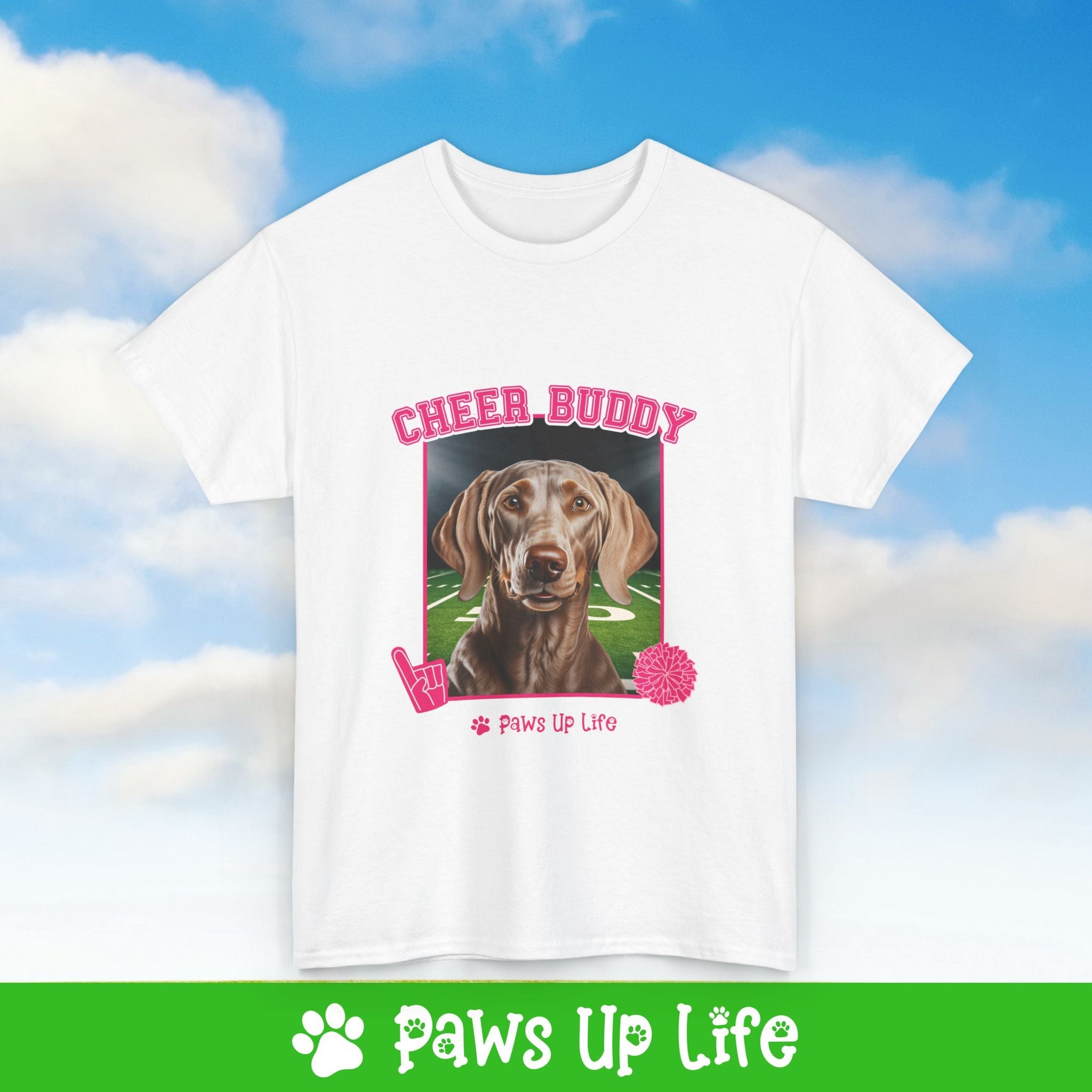 Weimaraner Football Cheer Buddy Cheerleading Dog Tee, Shirt, Unisex Pet Lover Gift, Dog Mom Dad Tshirt, Animal Rescue Advocate, Cute Puppy Graphic Top Classic Collar | Paws Up Life, LLC