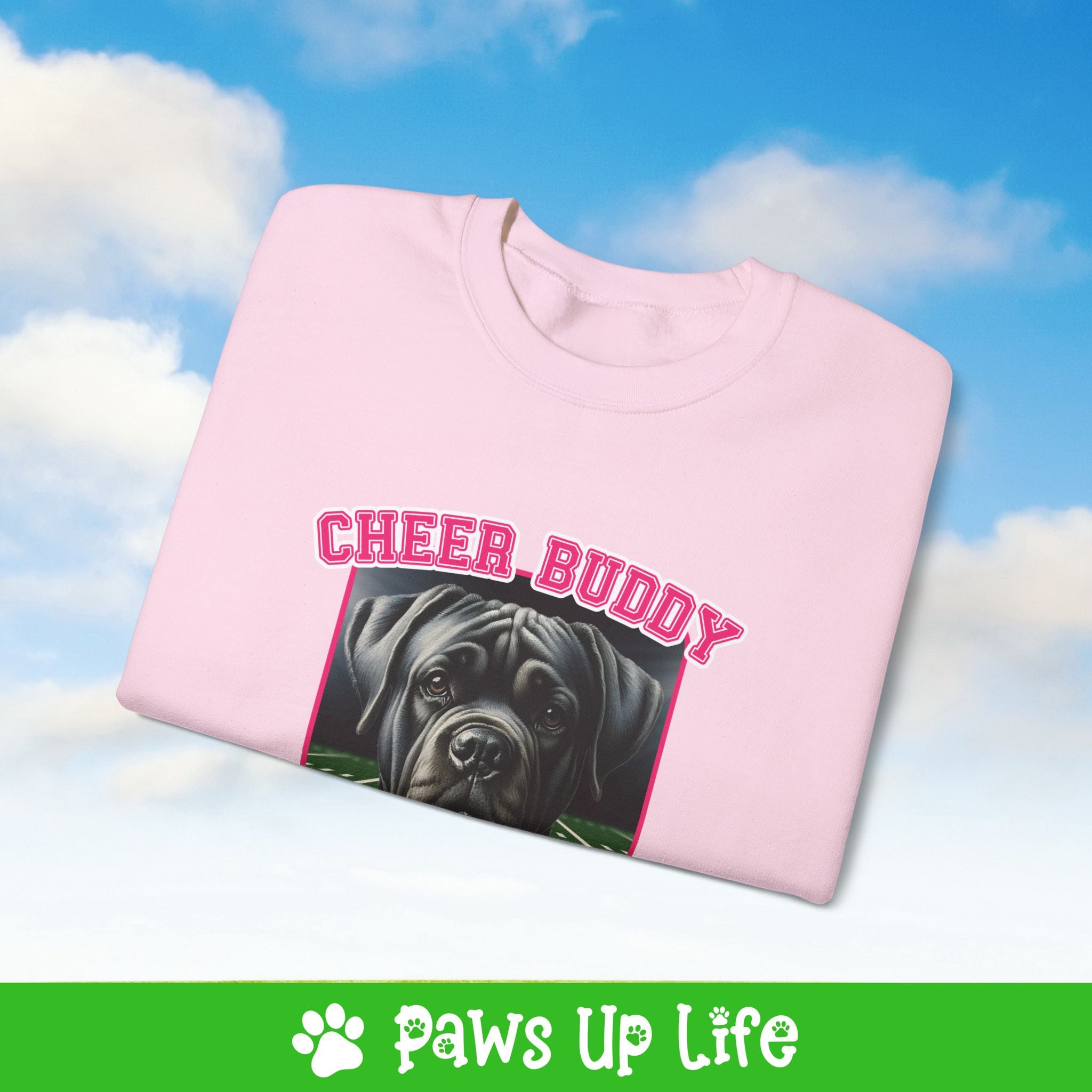 Cane Corso Football Cheer Buddy Cheerleading Dog Crewneck Sweatshirt, Unisex Gift for Animal Lovers, Dog Mom Dad Sweatshirt, Cute Dog Lover Apparel, Fun Pet | Paws Up Life, LLC