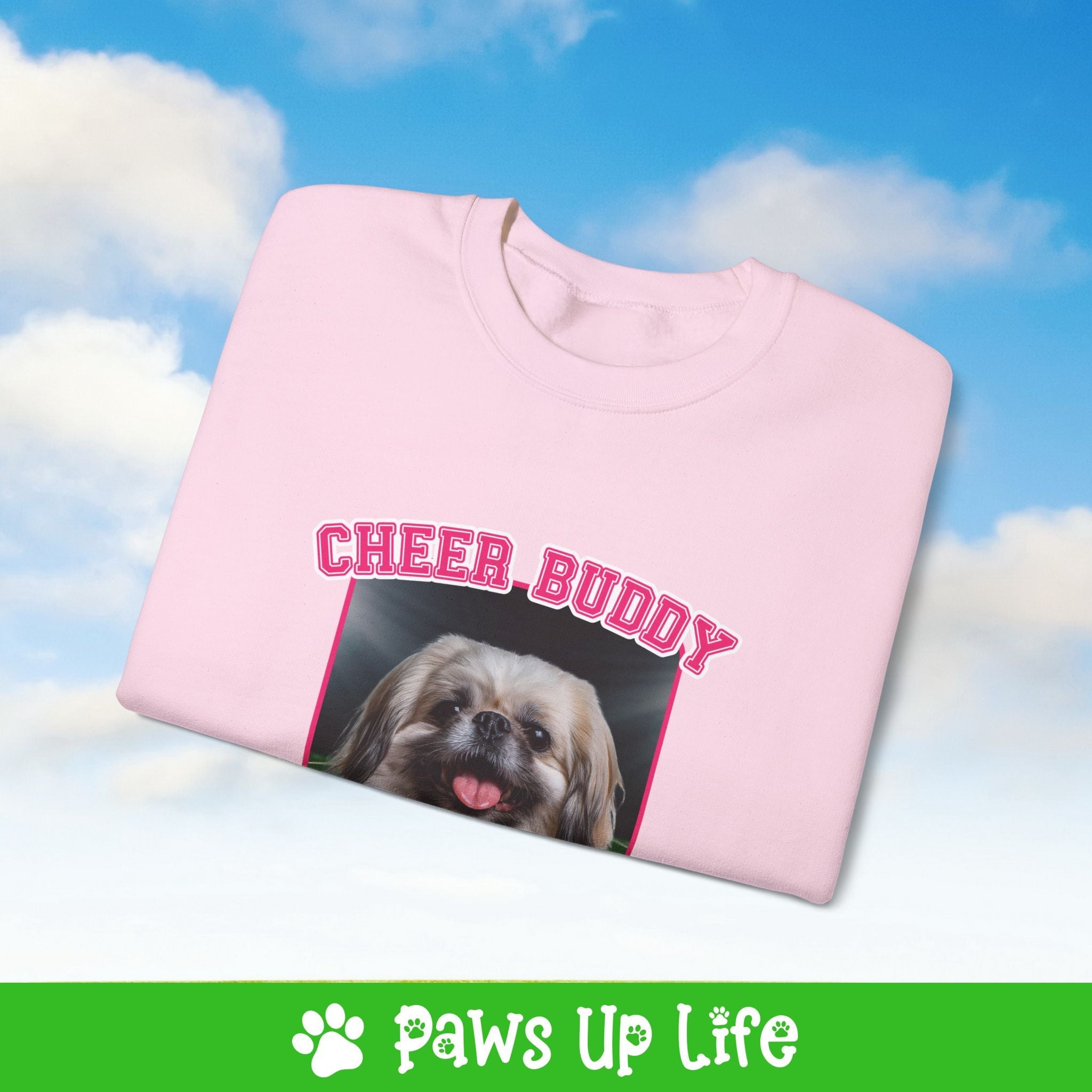 Pekinese Football Cheer Buddy Cheerleading Dog Crewneck Sweatshirt, Unisex Gift for Animal Lovers, Dog Mom Dad Sweatshirt, Cute Dog Lover Apparel, Fun Pet | Paws Up Life, LLC