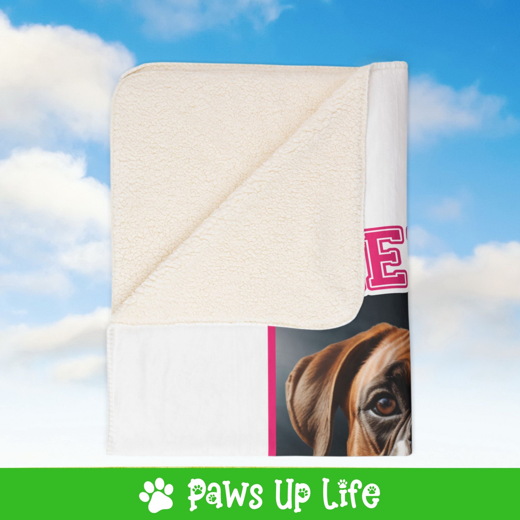 Boxer Football Cheer Buddy Cheerleading Dog Fleece Sherpa Blanket - Perfect for Snuggling and Cozy Napping | Paws Up Life, LLC