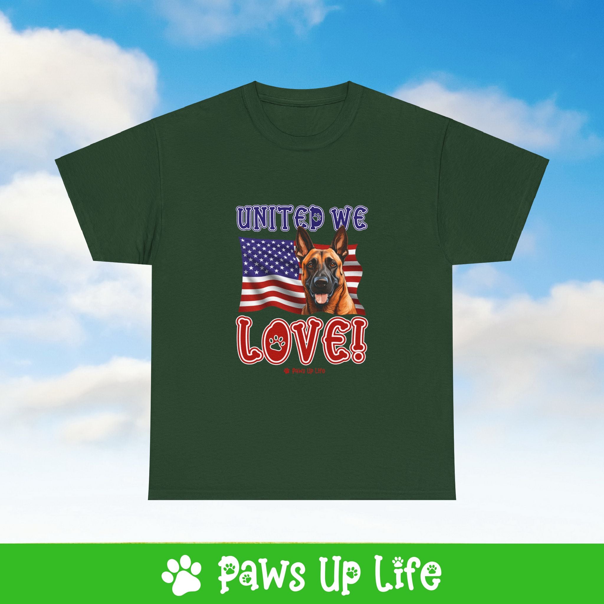 Belgian Malinois Dog United We Love Dog Tee, Shirt, Unisex Pet Lover Gift, Dog Mom Dad Tshirt, Animal Rescue Advocate, Cute Puppy Graphic Top Classic Collar