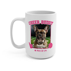 French Bulldog Football Cheer Buddy Cheerleading Dog 15oz Large Coffee Mug Ceramic Drinkware Tea Washable | Paws Up Life, LLC