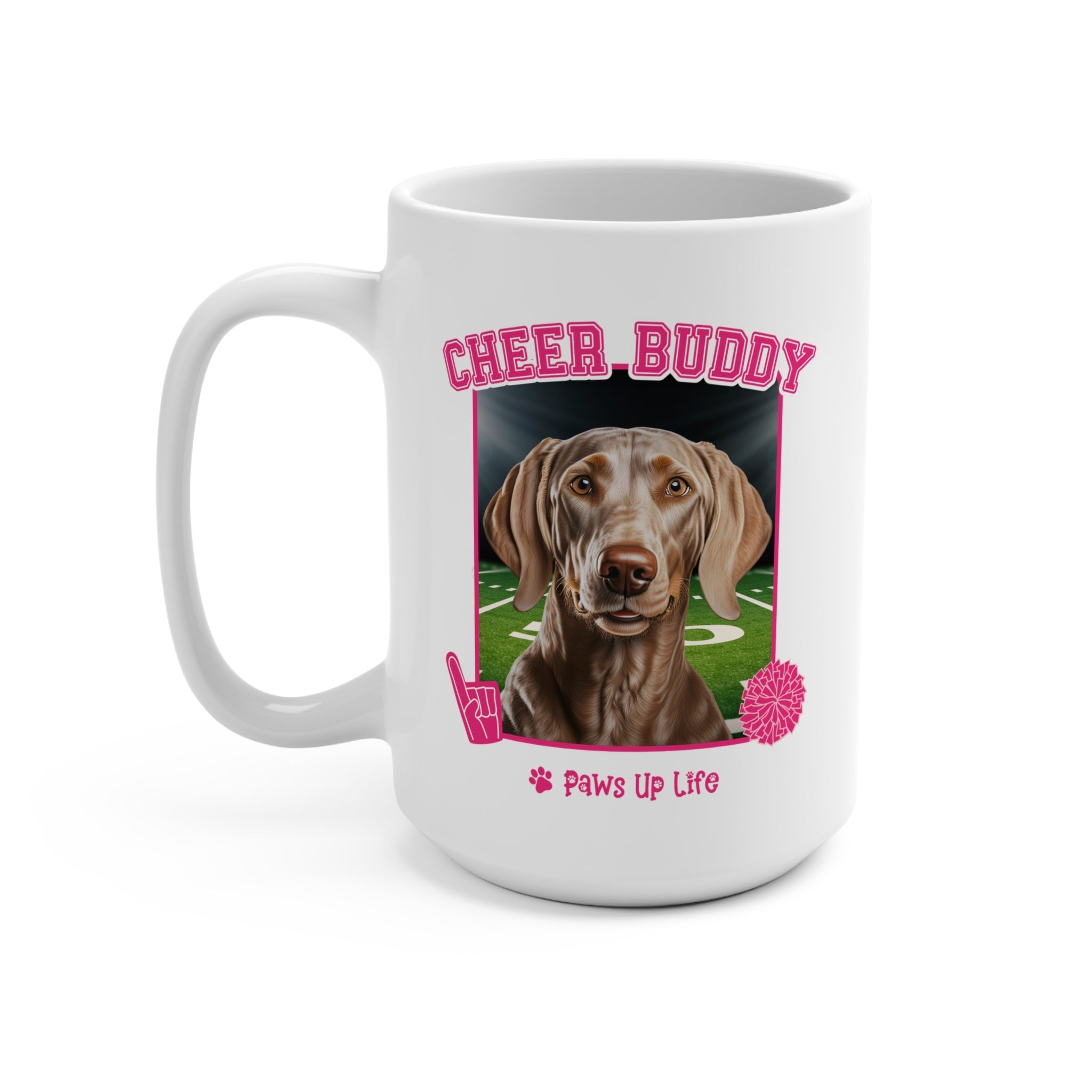 Weimaraner Football Cheer Buddy Cheerleading Dog 15oz Large Coffee Mug Ceramic Drinkware Tea Washable | Paws Up Life, LLC