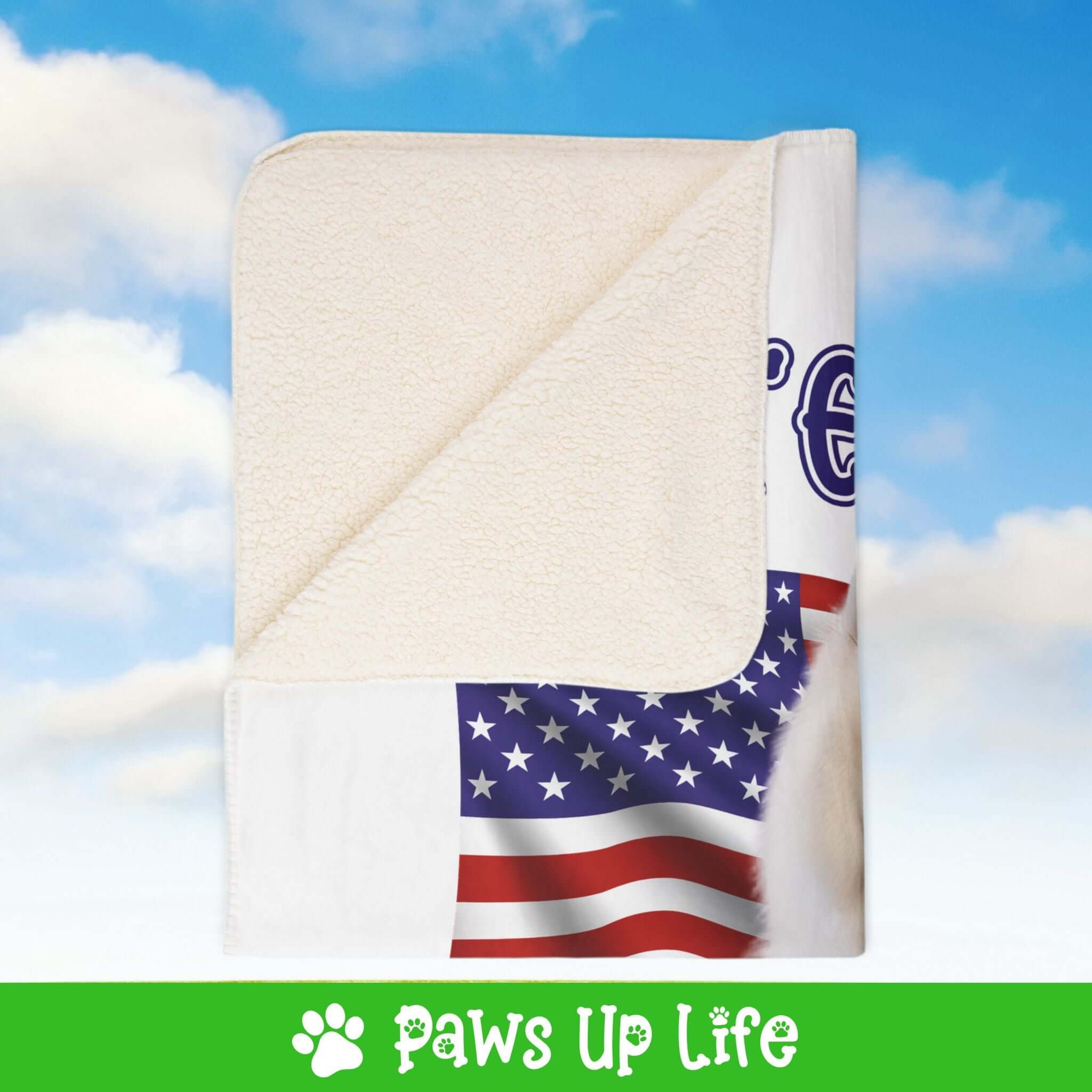 "United We Love" Samoyed Patriotic Fleece Sherpa Blanket - Perfect for Snuggling and Cozy Napping | Paws Up Life, LLC