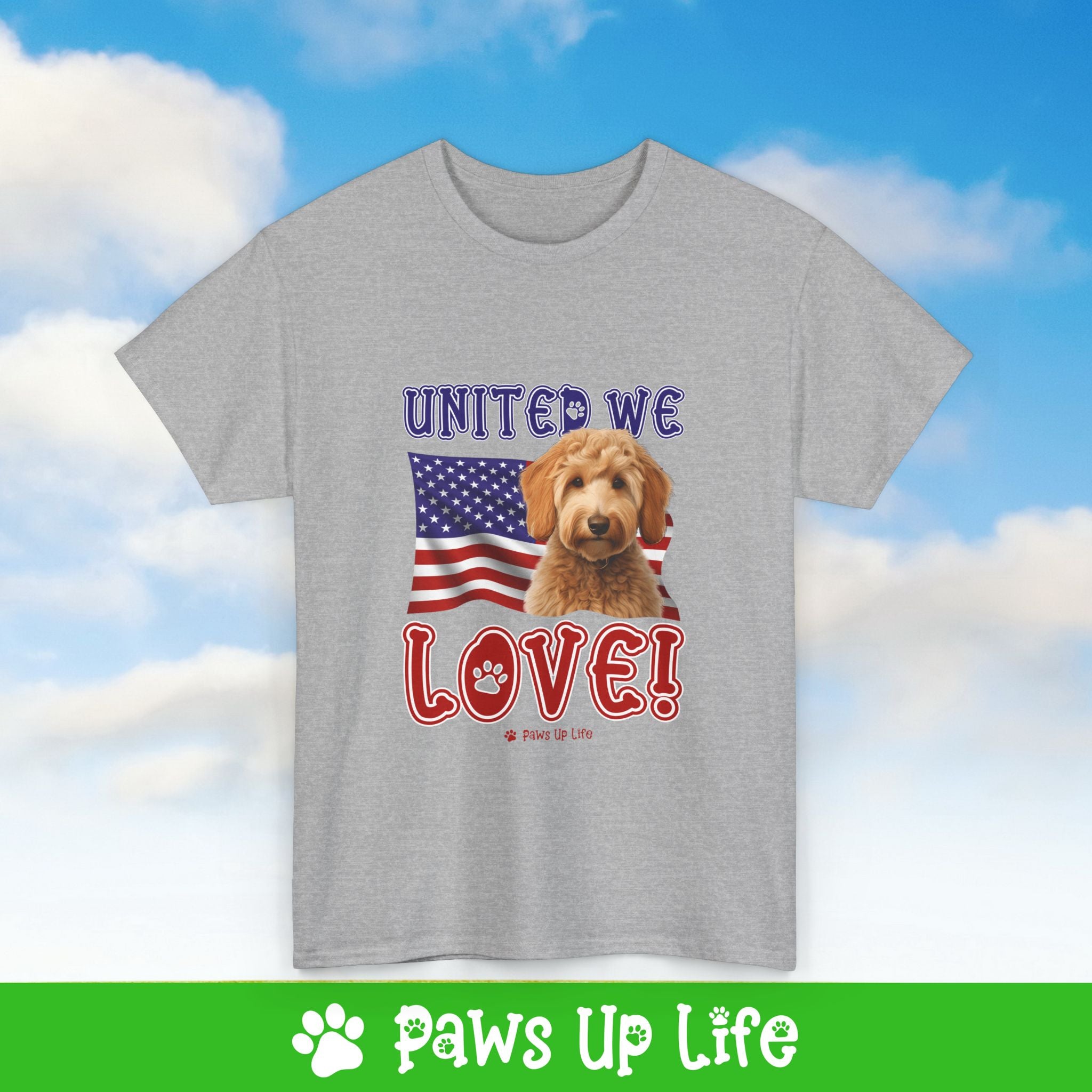 Groodle Dog United We Love Dog Tee, Shirt, Unisex Pet Lover Gift, Dog Mom Dad Tshirt, Animal Rescue Advocate, Cute Puppy Graphic Top Classic Collar | Paws Up Life, LLC