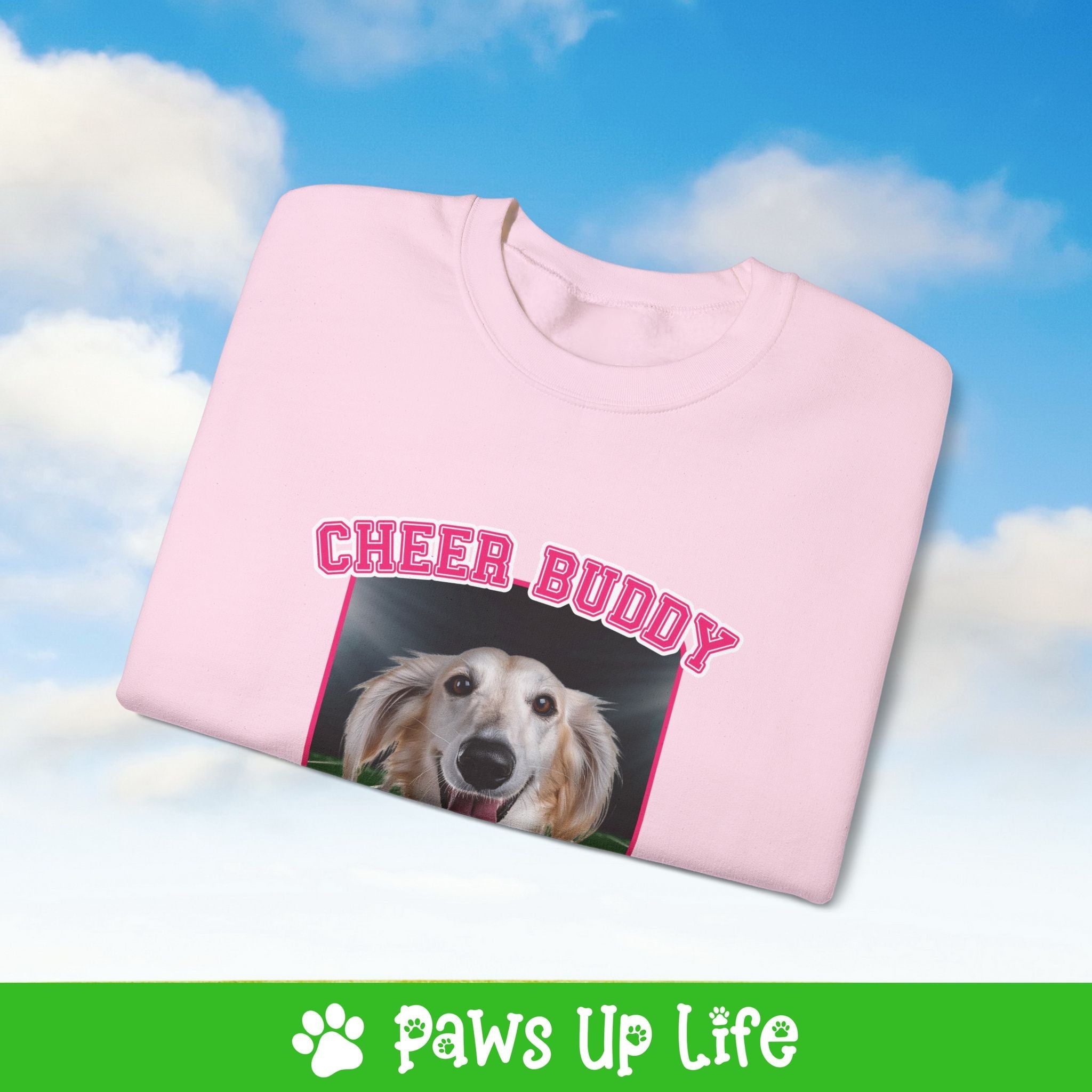 Saluki Football Cheer Buddy Cheerleading Dog Crewneck Sweatshirt, Unisex Gift for Animal Lovers, Dog Mom Dad Sweatshirt, Cute Dog Lover Apparel, Fun Pet | Paws Up Life, LLC